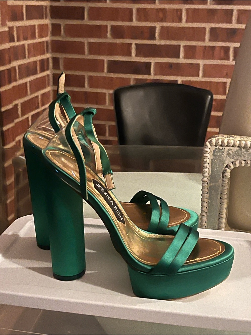 Jessica Rich Emerald Green Platform Block Heel Sandal - Picture 4 of 7
